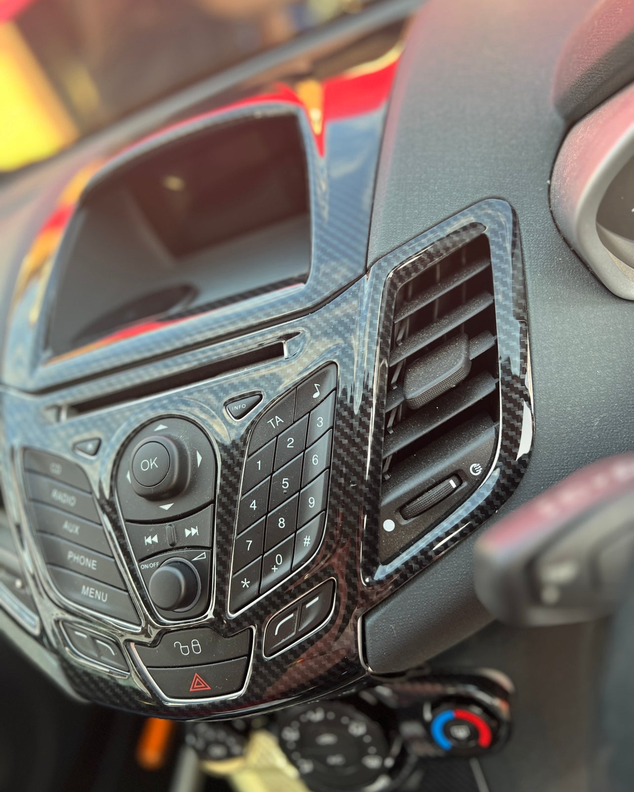 Per Ford Fiesta 2008-2016 accessori per auto plastica ABS Carbon Center  Control copertura del cruscotto Trim 1 pz - AliExpress