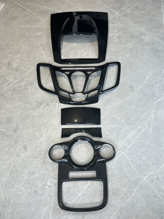 5 piece Ford Fiesta MK7 ABS dipped carbon centre console set